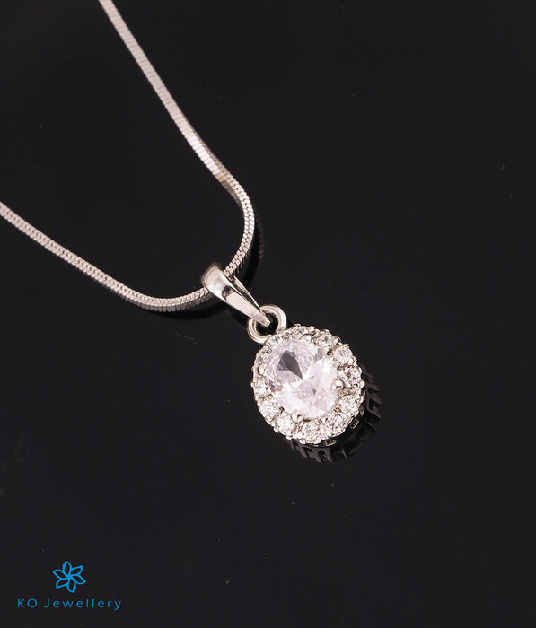 The Oval Solitaire Silver Pendant