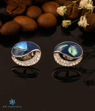 The Precious Shell Silver Earrings (Blue)