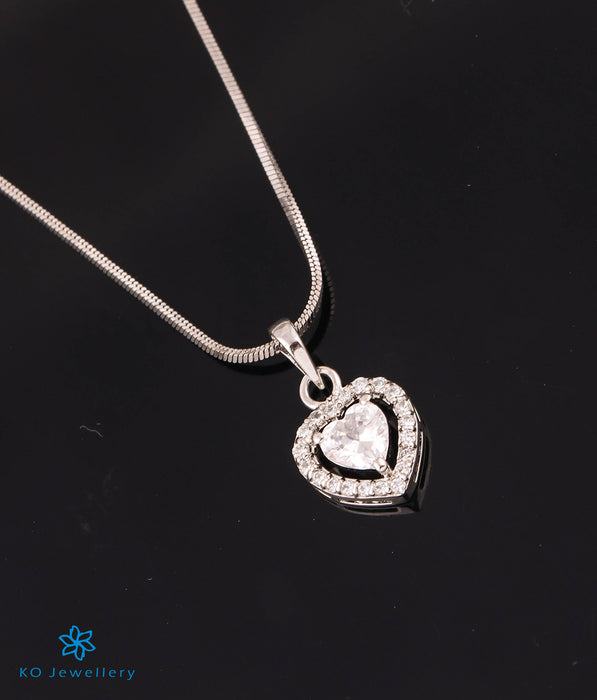 The Heart Solitaire Silver Pendant