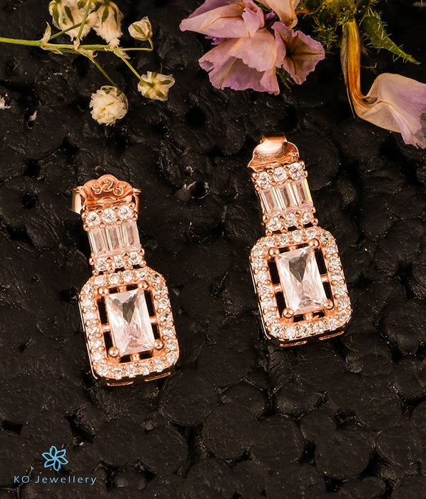 The Classic Baguette Silver Rosegold Earstuds