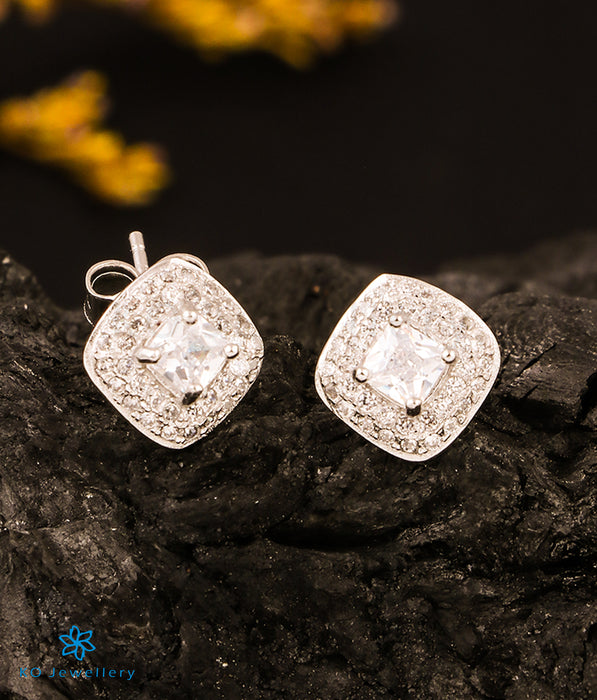 The Shining Solitaire Silver Earrings