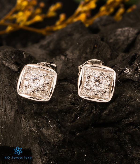 The Square Sparkle Silver Earrings