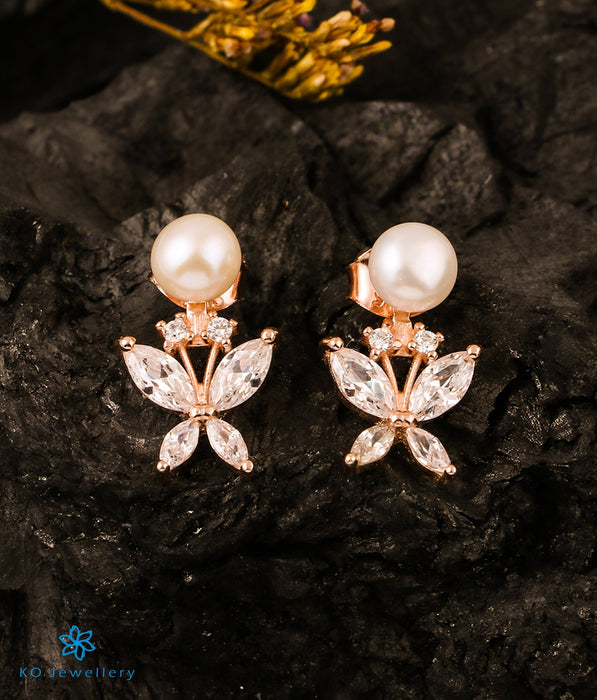The Pearly Butterfly Silver Rosegold Earstuds