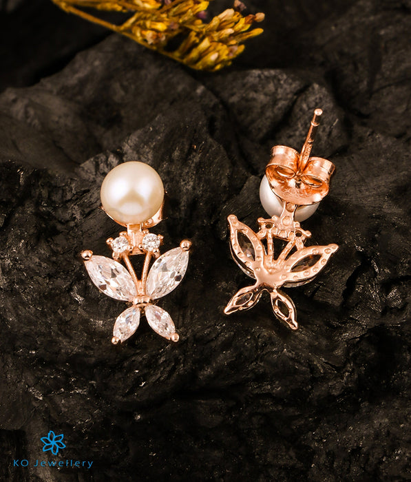 The Pearly Butterfly Silver Rosegold Earstuds