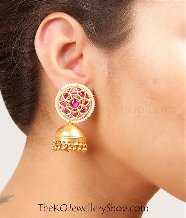 Buy online hand crafted gold plated silver jhumka for women