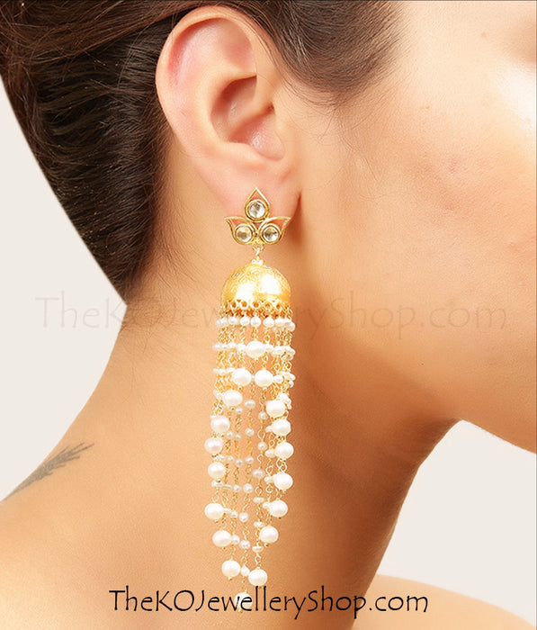 925 sterling gold plated silver pearl jhumka for women