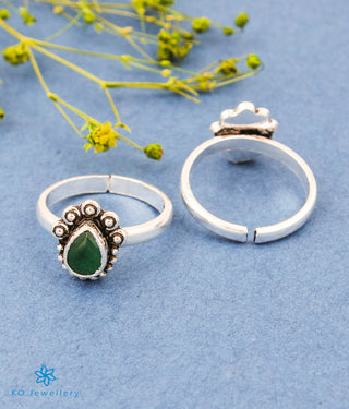 The Maryam Silver Toe-Rings (Green)