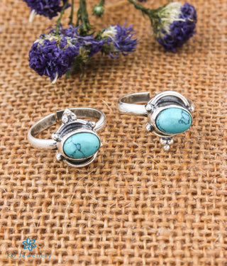 The Mira Silver Toe-Rings (Turquoise)