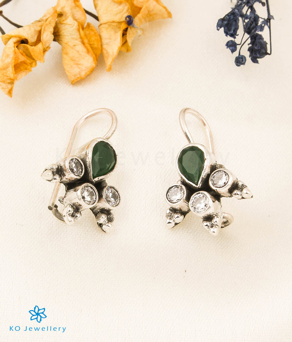 The Anya Silver Gemstone Earrings-Green
