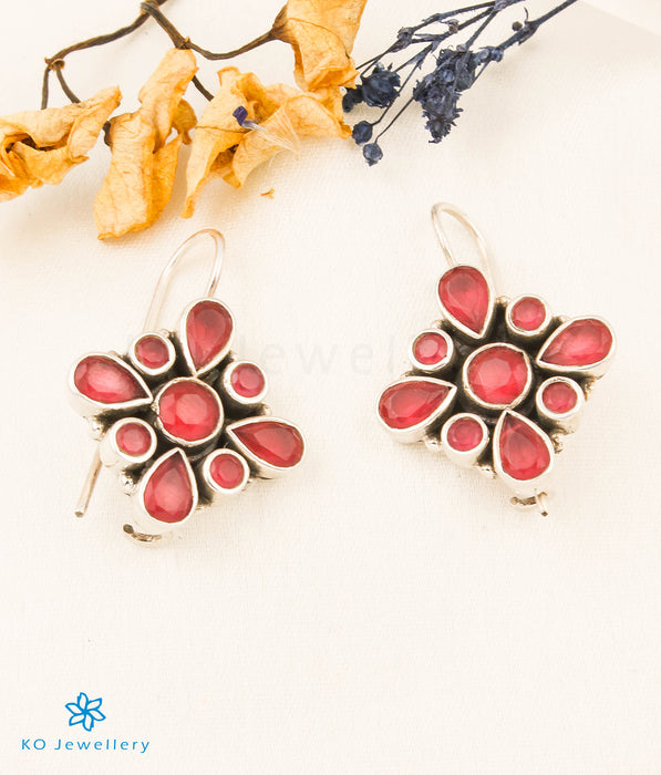 The Anaita Silver Gemstone Earrings (Red)