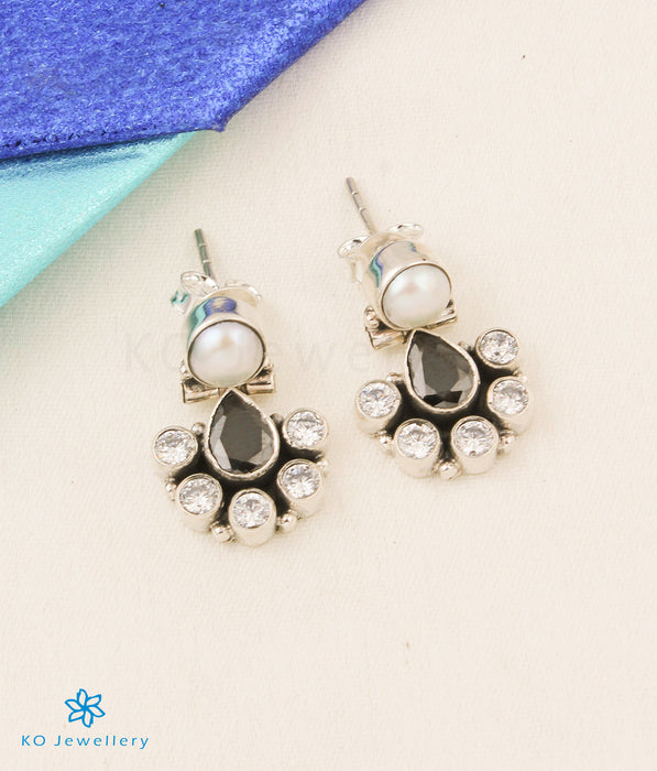 The Sarv Silver Gemstone Earrings (Black)