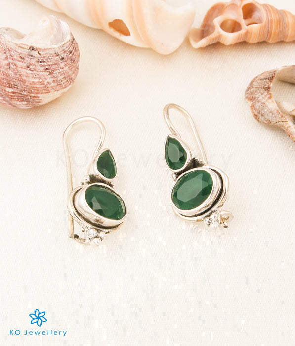 The Arya Silver Gemstone Earrings (Green)