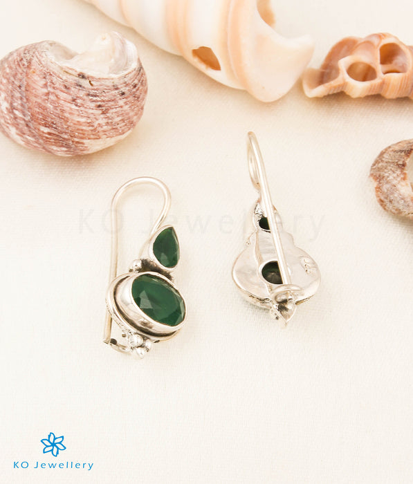 The Arya Silver Gemstone Earrings (Green)
