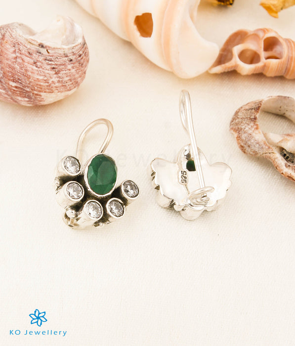 The Prajwal Silver Gemstone Earrings (Green)