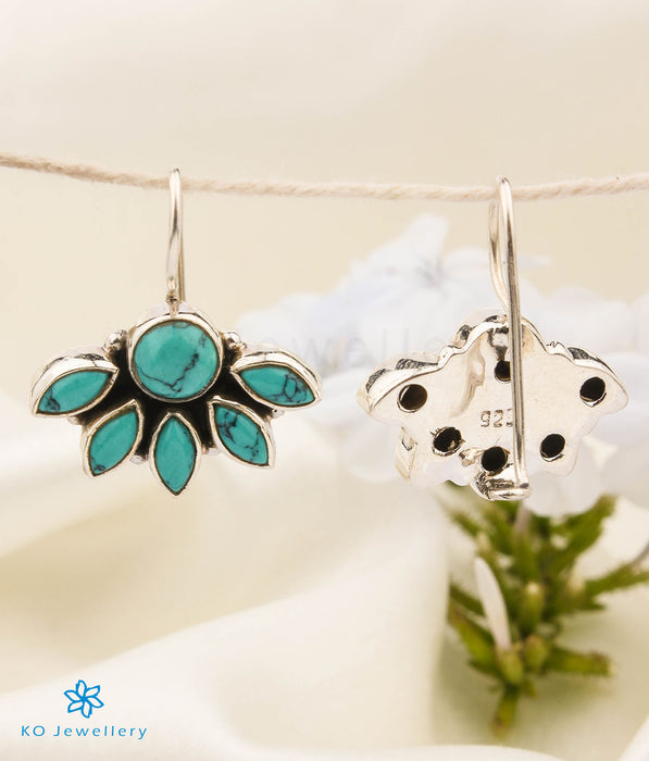 The Prerna Silver Gemstone Earrings (Hook/Turquoise)