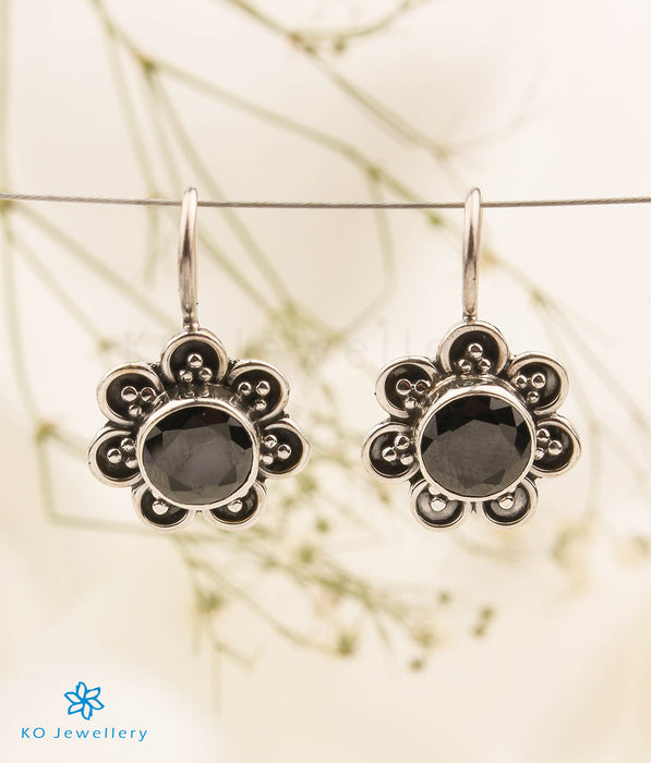 The Diva Silver Gemstone Earrings (Black)