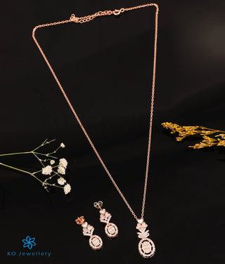 The Sweetheart Silver Rose-gold Necklace & Earrings