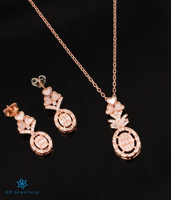 The Sweetheart Silver Rose-gold Necklace & Earrings