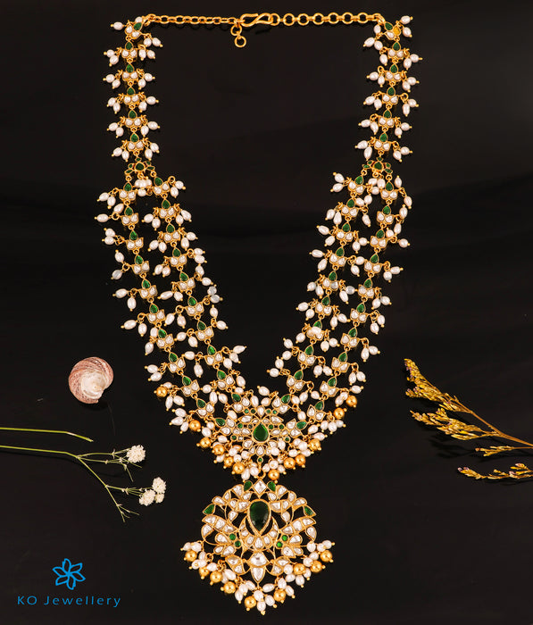 The Mehak Silver Kundan-Jadau Pearl Necklace (Green)