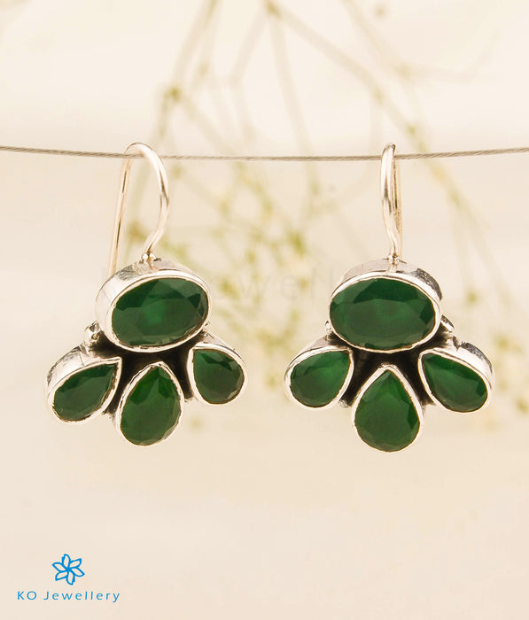 The Urmika Silver Gemstone Earrings (Green)