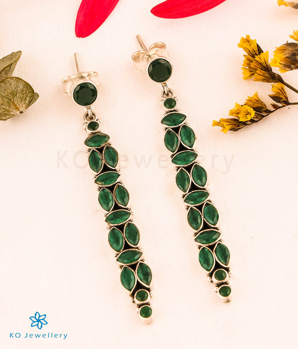 The Vrishti Silver Gemstone Earrings (Green)