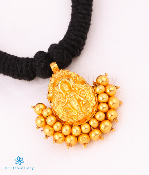 The Nagara Lakshmi Silver Antique Thread Necklace (Black)