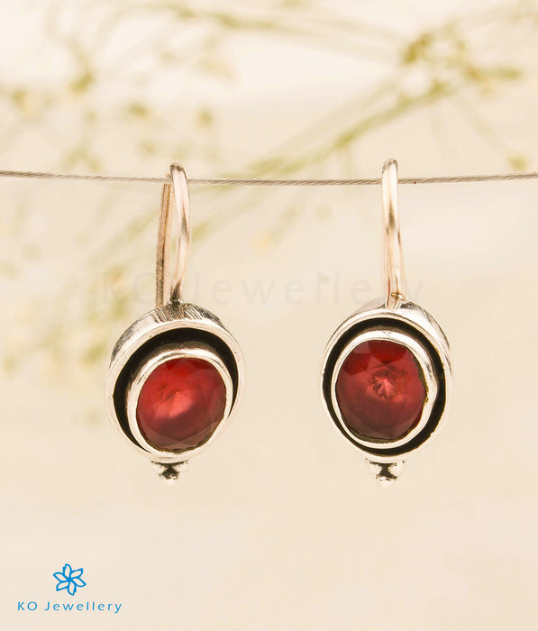 The Latika Silver Gemstone Earrings (Red)