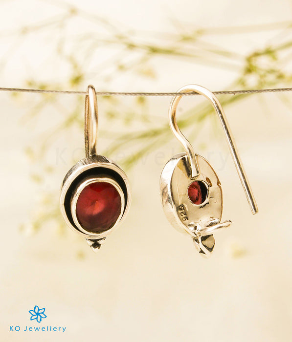 The Latika Silver Gemstone Earrings (Red)
