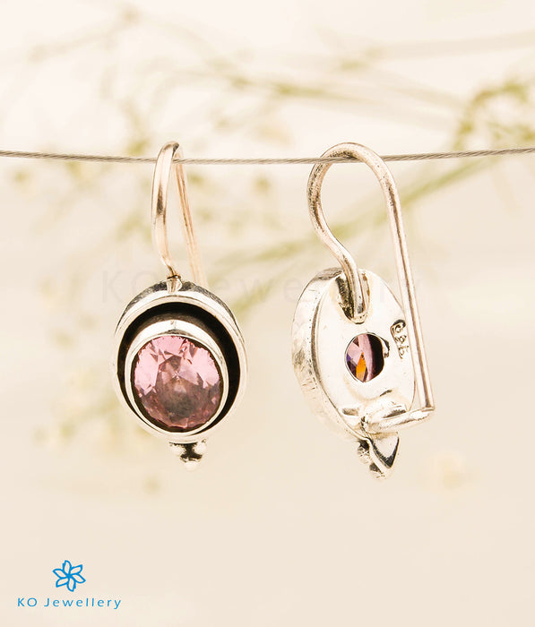 The Latika Silver Gemstone Earrings (Pink)
