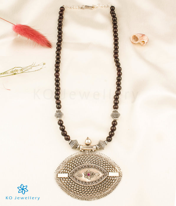 The Anaita Silver Beads Necklace (Garnet)