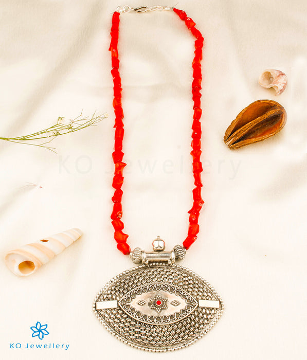 The Anaita Silver Beads Necklace (Coral)