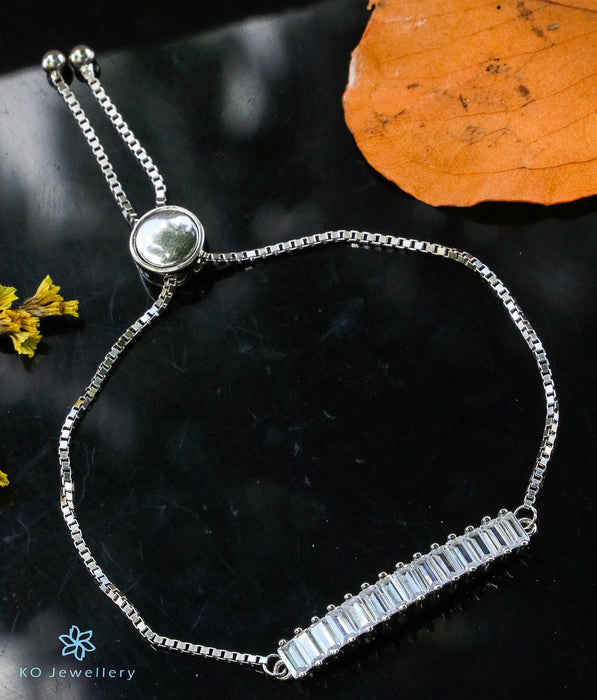 The Sparkling Baguette Adjustable Silver Bracelet
