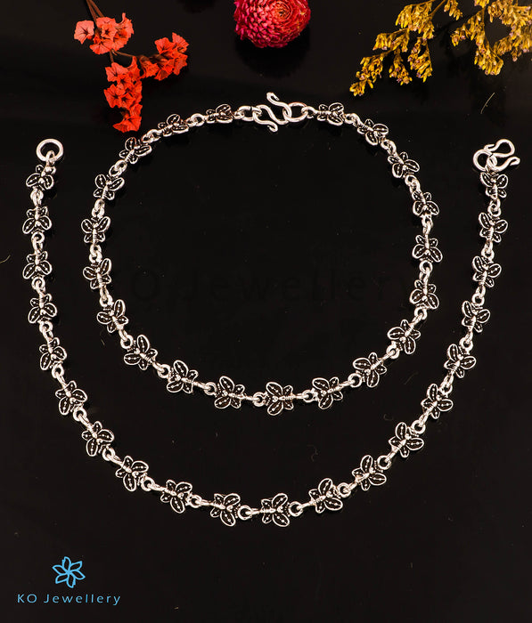 The Butterfly Wings Silver Anklets