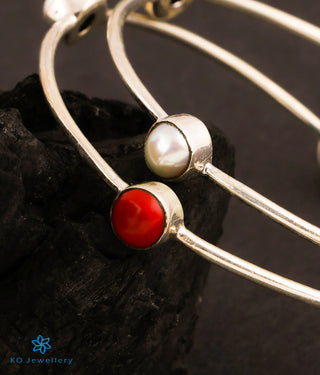 The Mauktika Silver Pearl & Coral Bangles (Size 2.4)