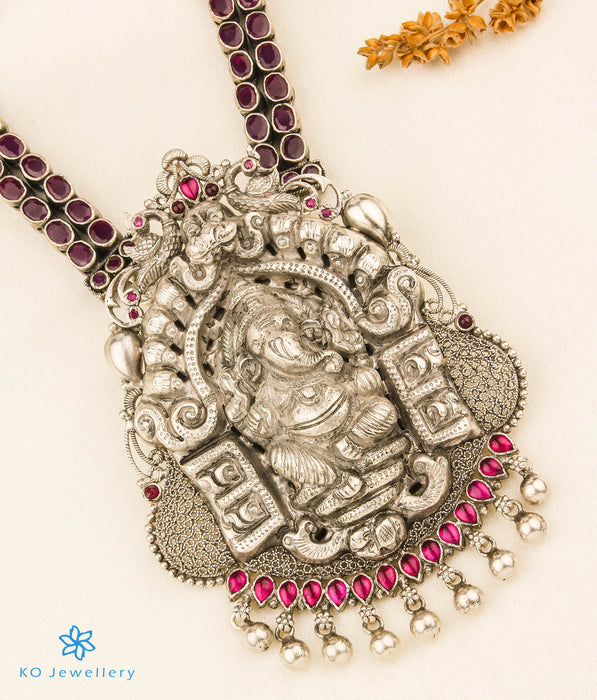 The Aadhvitha Silver Ganesha Kempu Necklace