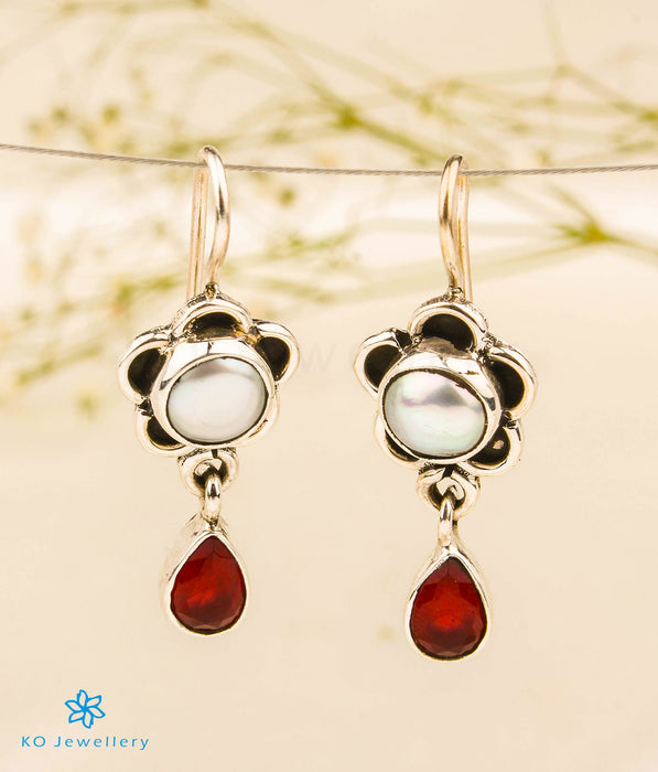 The Vama Silver Gemstone Earrings (Red)