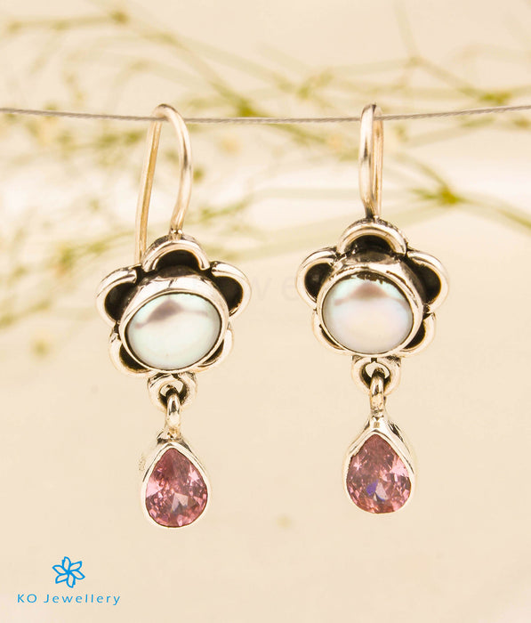 The Vama Silver Gemstone Earrings (Pink)