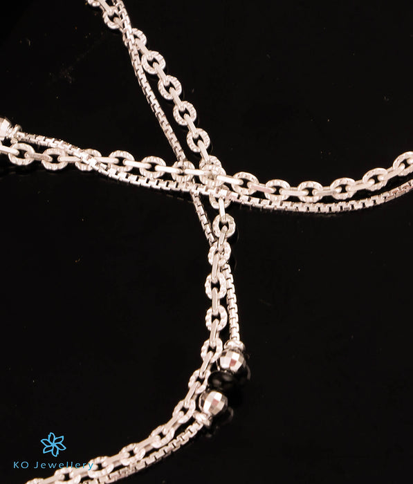 The Kaya Chain Silver Anklets (Black)
