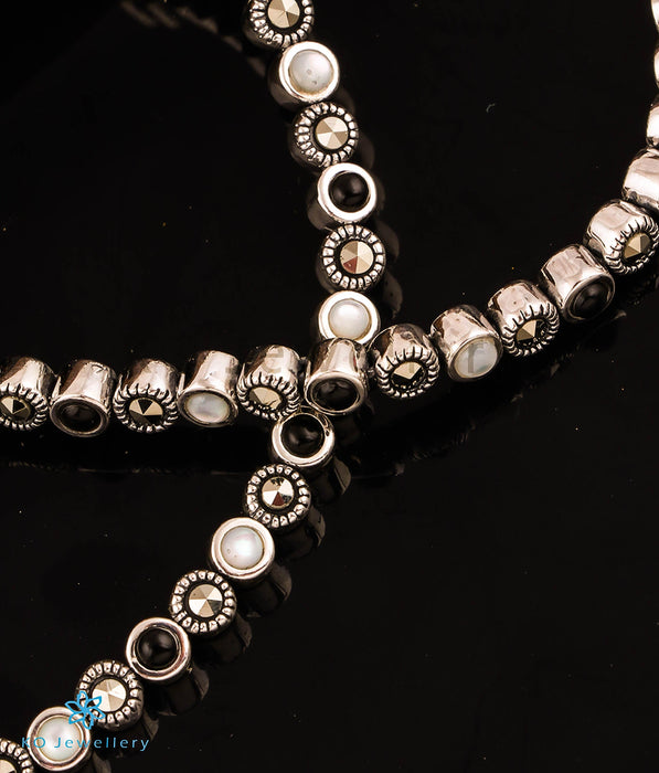 The Chequered Silver Marcasite Anklets