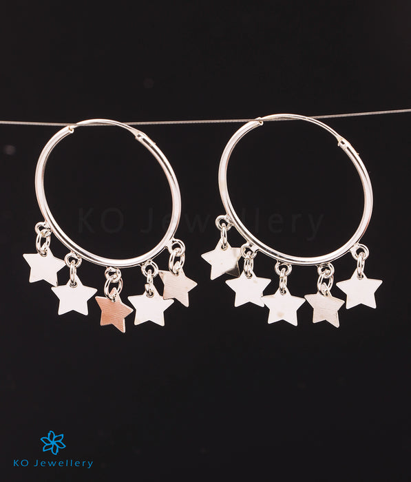 The Sparkling Stars Silver Hoops
