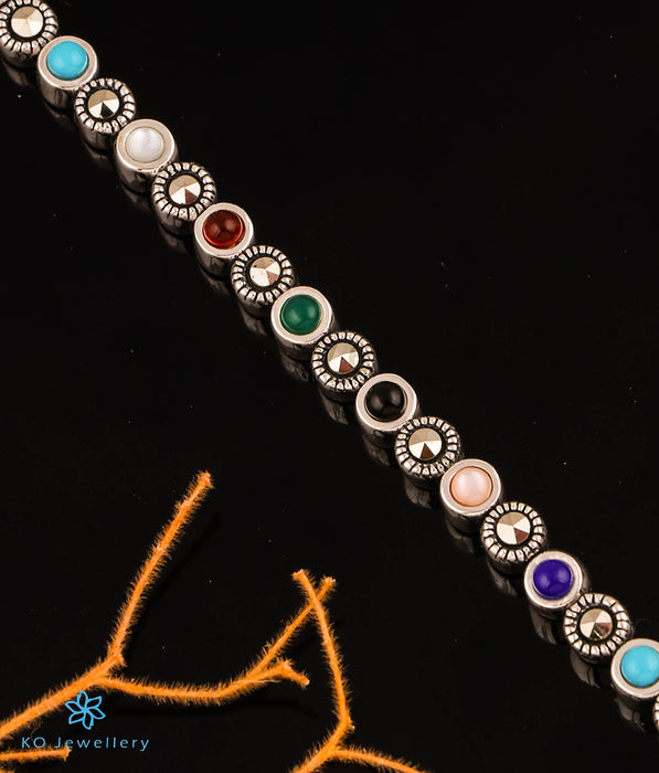 The Dotted Silver Marcasite Bracelet (Multicolour)