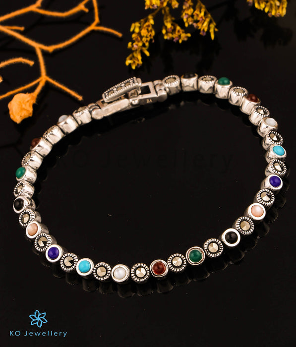 The Dotted Silver Marcasite Bracelet (Multicolour)