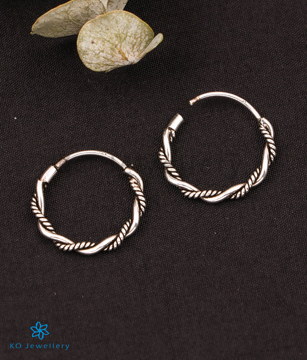 The Braid Silver Hoops (Oxidised/Small)