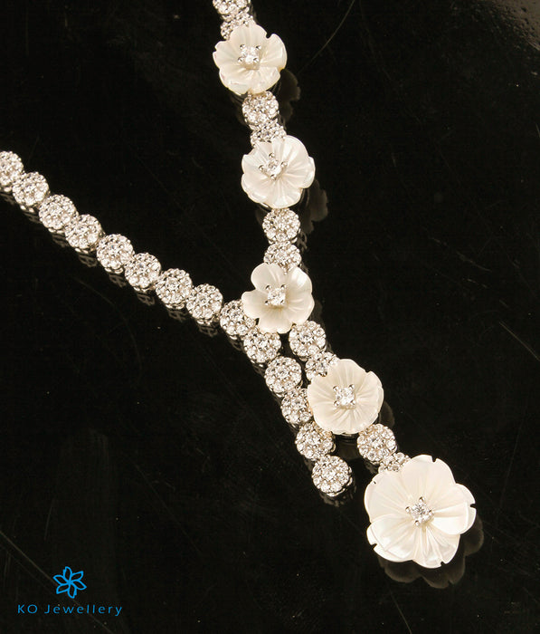 The Alka Silver Floral Necklace Set
