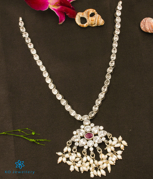 The Riddhi Silver Navratna Reversible Necklace