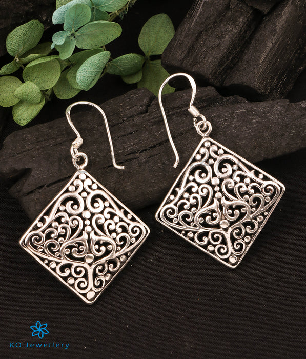 The Ornate Etched Silver Earrings