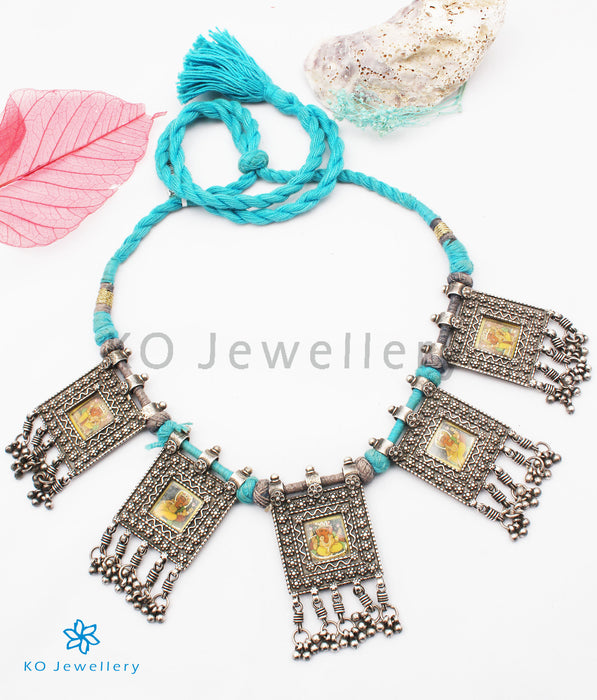 The Kapila Antique Silver Ganesha Handpainted Necklace