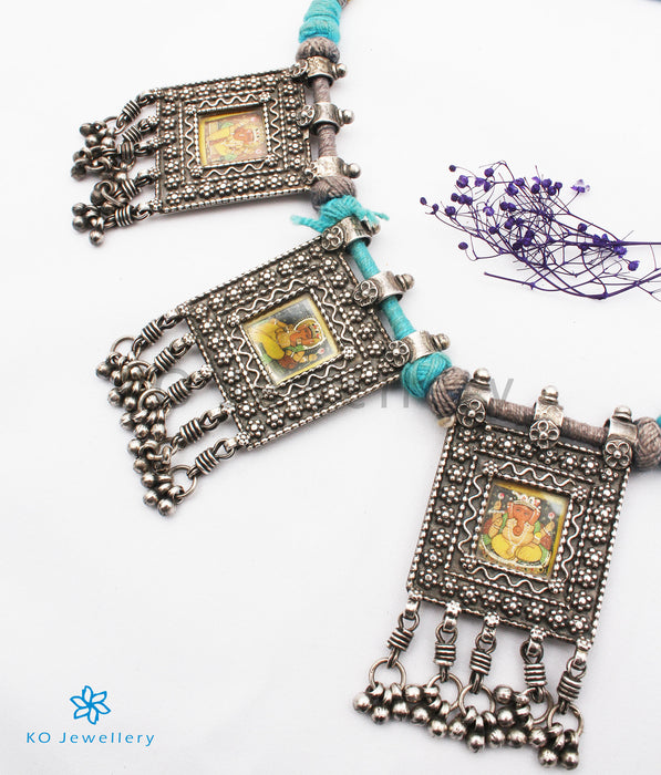 The Kapila Antique Silver Ganesha Handpainted Necklace