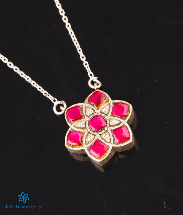 The Mehfil Silver Kundan Necklace (Red)