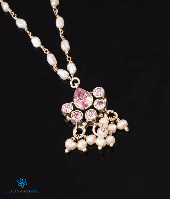 The Afroz Silver Pearl Necklace (Pink)